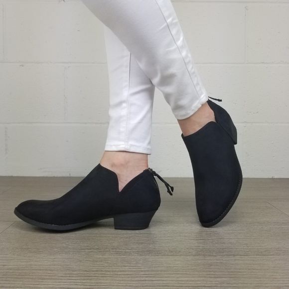 Black Vegan Suede Ankle Booties -N - Picture 4 of 6